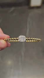 Load and play video in Gallery viewer, Baguette Diamond &amp; Gold Beaded Bangle
