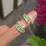 Load and play video in Gallery viewer, Diamond &amp; Emerald Statement Hoops
