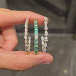 Load and play video in Gallery viewer, Emerald &amp; Diamond Baguette Hoops
