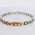 Load and play video in Gallery viewer, Rainbow Sapphires Tennis (Emerald Cut Shape)
