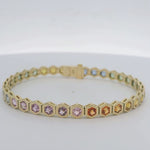 Load and play video in Gallery viewer, Hexagon-Shape Sapphire Rainbow Tennis Bracelet
