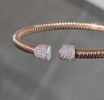 Load and play video in Gallery viewer, Pavè Roadblock Tubogas Bangle (Narrow-ribbed)
