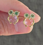 Load and play video in Gallery viewer, Rose-Quartz Owl Earrings
