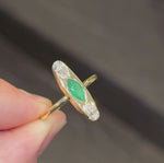 Load and play video in Gallery viewer, Canoe Diamond &amp; Emerald Ring
