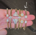 Load and play video in Gallery viewer, Pavè Roadblock Tubogas Bangle (Wide-Ribbed)
