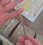 Load and play video in Gallery viewer, Rainbow Sapphires Tennis (Emerald Cut Shape)
