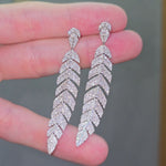 Load and play video in Gallery viewer, Full-Diamond Feather Stroke Earrings

