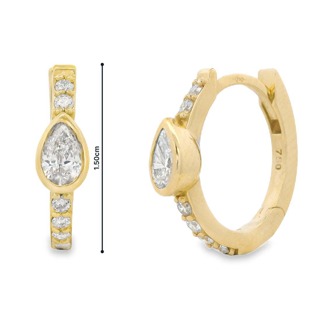Bezel Pear Diamond Earrings