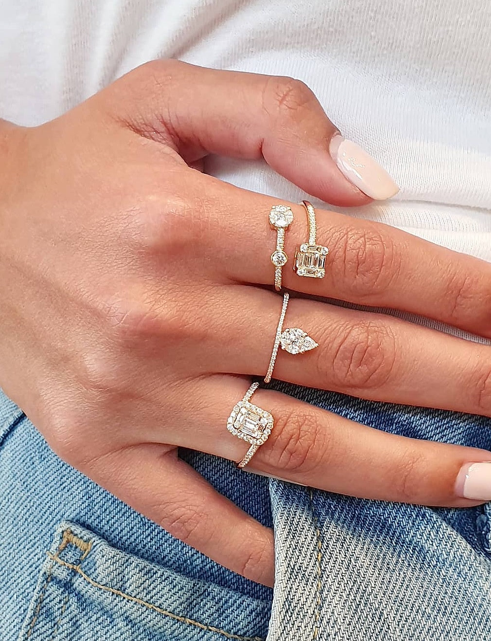 Diamond Band with Pear Illusion