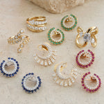 Load image into Gallery viewer, Sapphire &amp; Diamond Halo Hoops
