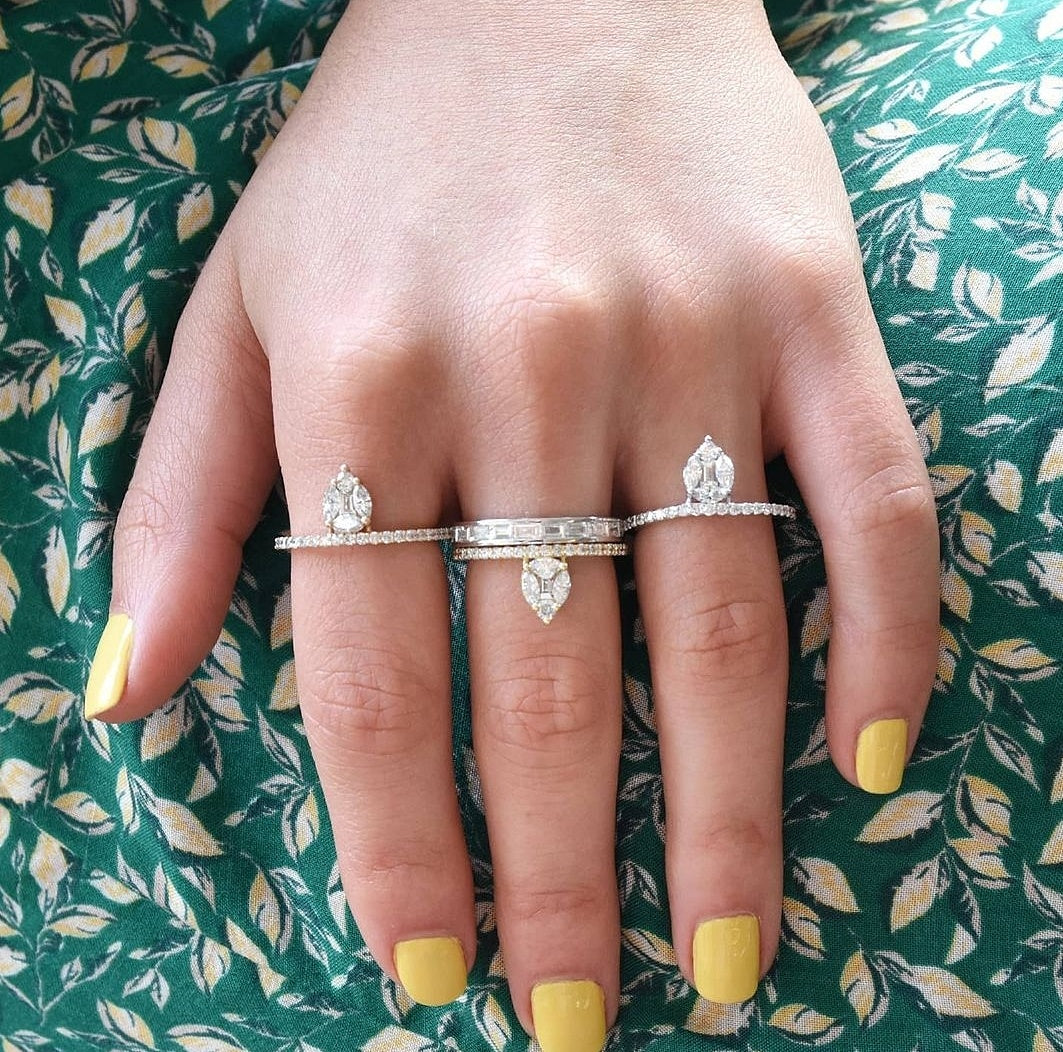 Diamond Band with Pear Illusion