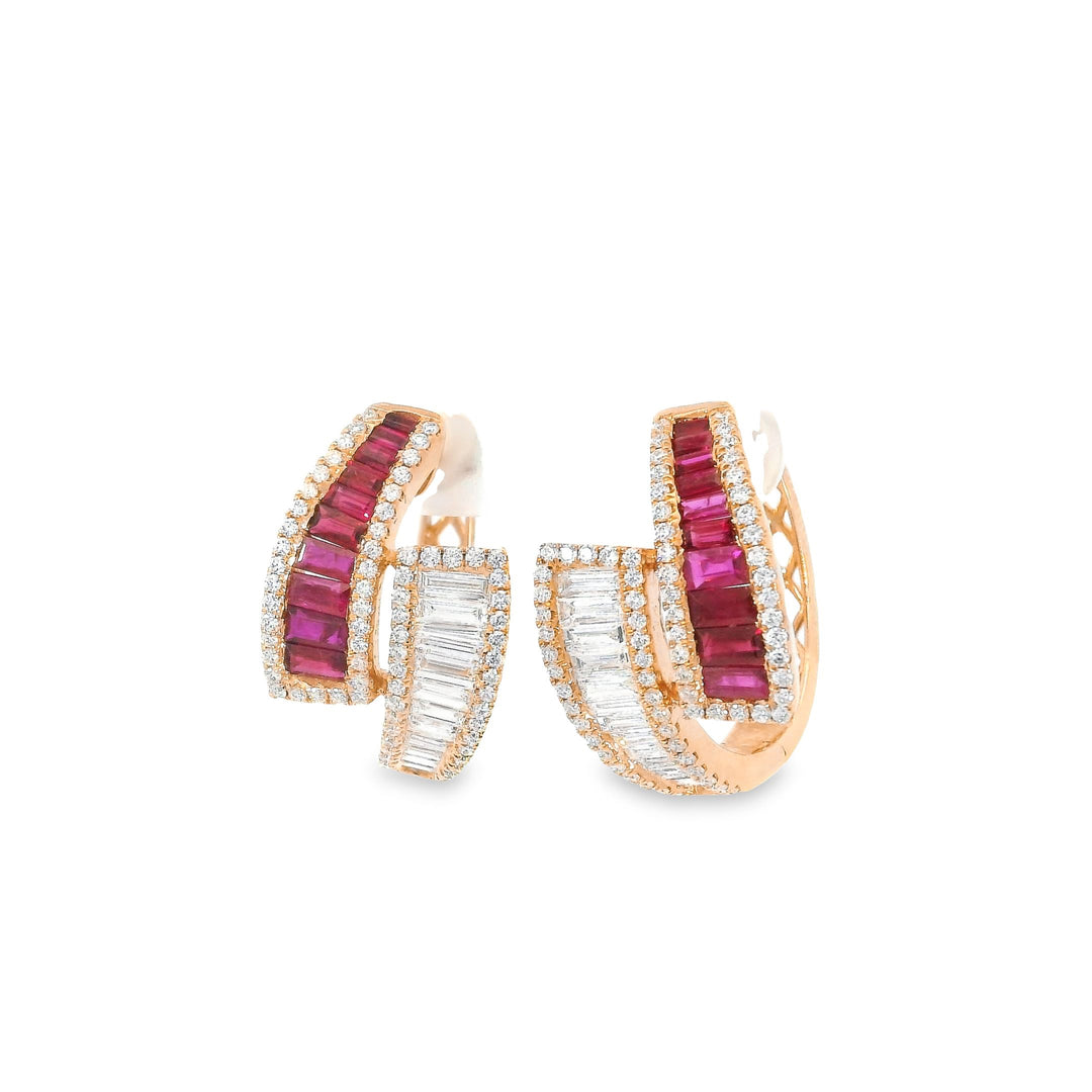 Diamond & Ruby Statement Hoops