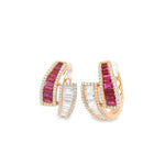Load image into Gallery viewer, Diamond &amp; Ruby Statement Hoops
