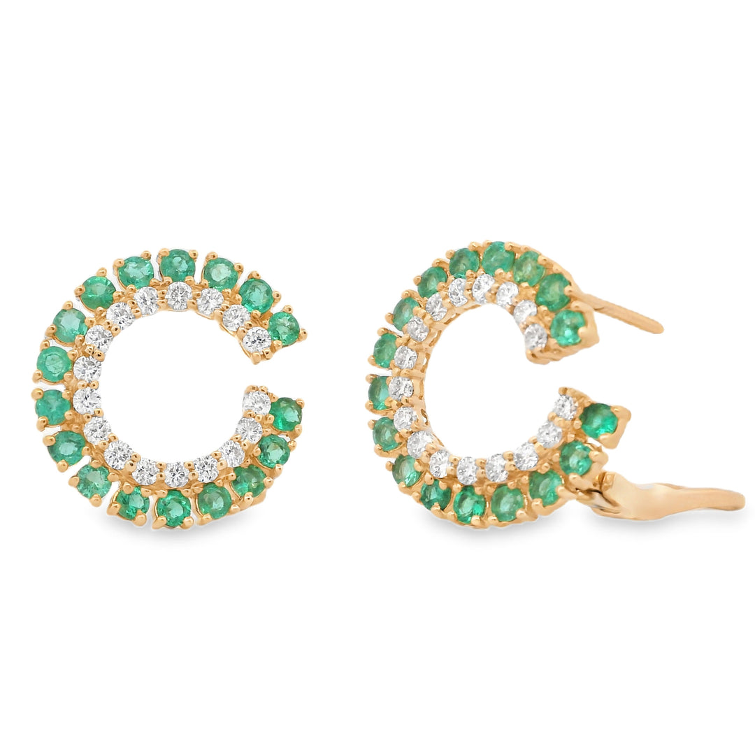 Emerald & Diamonds Halo Hoops