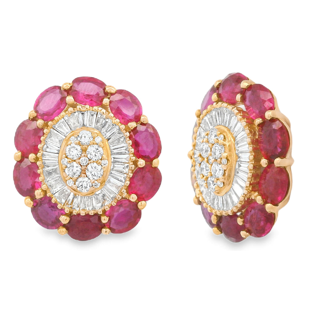 Oval Rubies Diamond Earrings