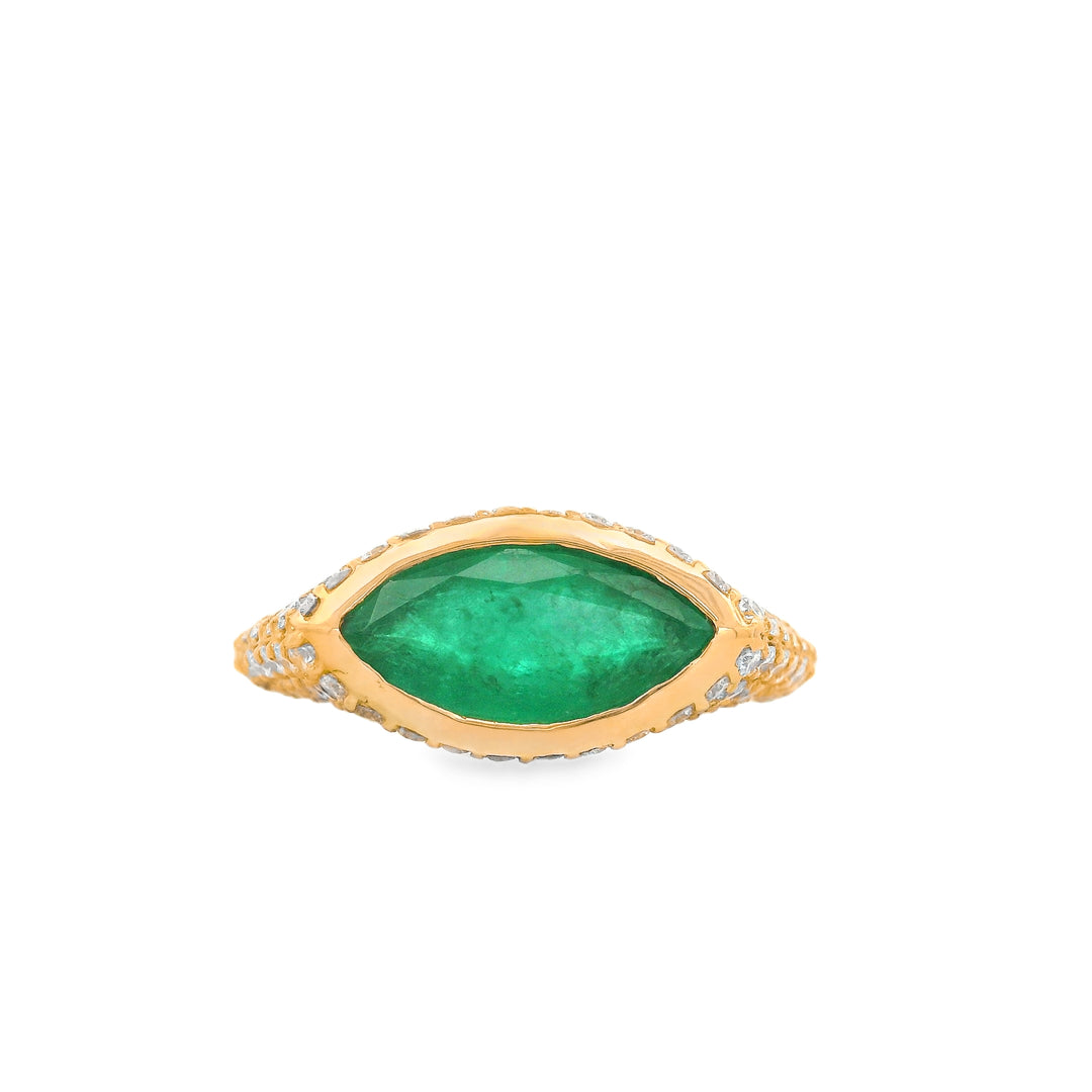 East-West Emerald Pinky Ring