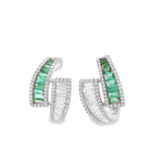 Load image into Gallery viewer, Diamond &amp; Emerald Statement Hoops
