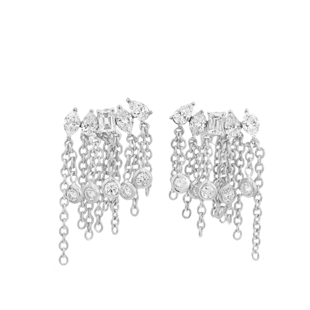 Multi-Shaped Diamond & Chains Earrings