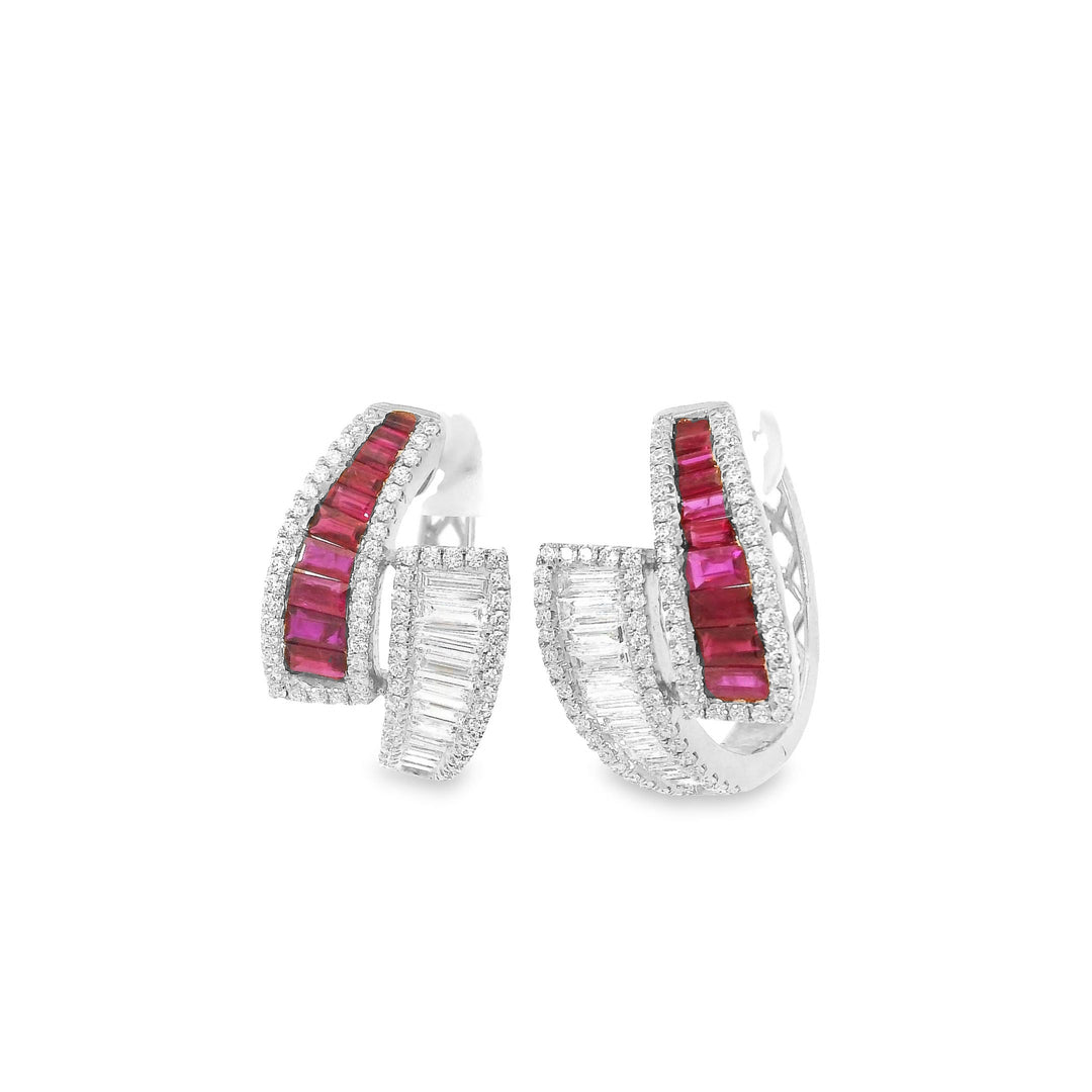 Diamond & Ruby Statement Hoops