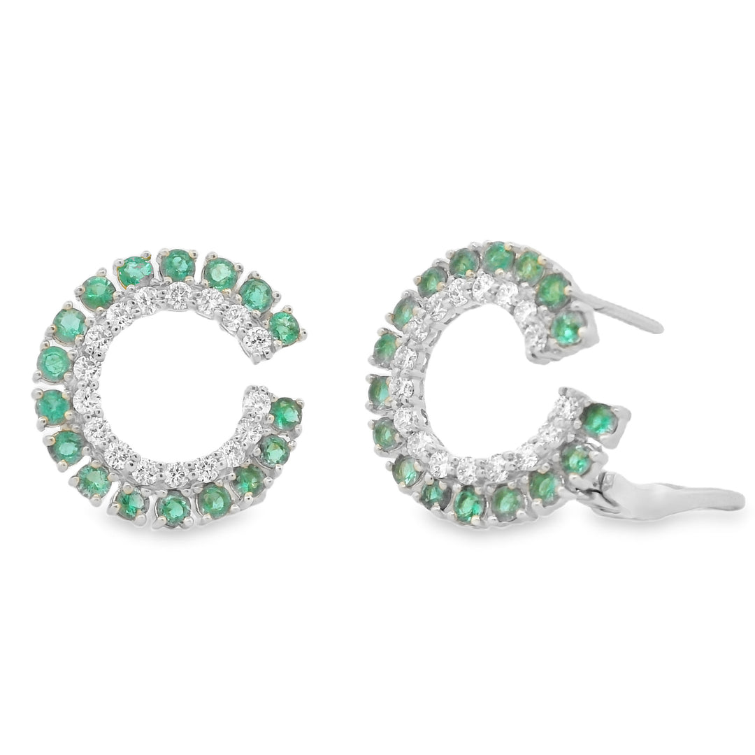 Emerald & Diamonds Halo Hoops