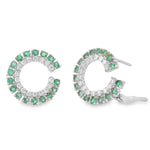 Load image into Gallery viewer, Emerald &amp; Diamonds Halo Hoops
