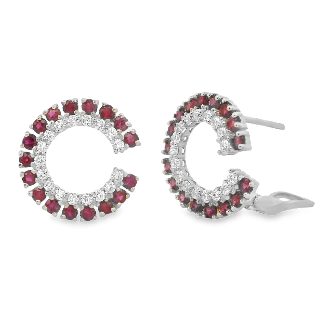 Ruby & Diamonds Halo Hoops
