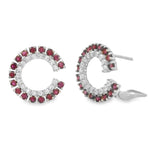 Load image into Gallery viewer, Ruby &amp; Diamonds Halo Hoops
