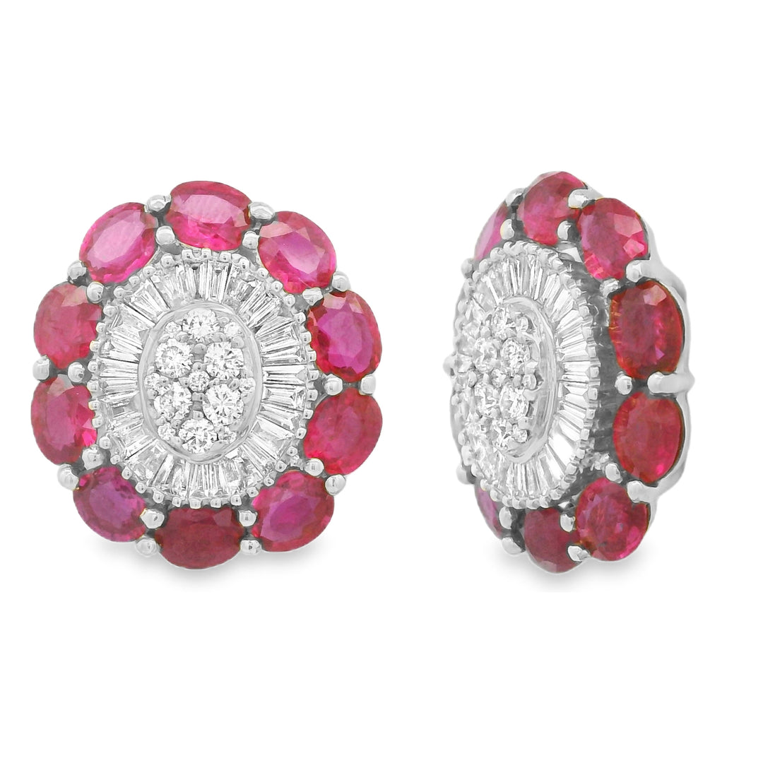 Oval Rubies Diamond Earrings