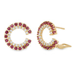 Load image into Gallery viewer, Ruby &amp; Diamonds Halo Hoops
