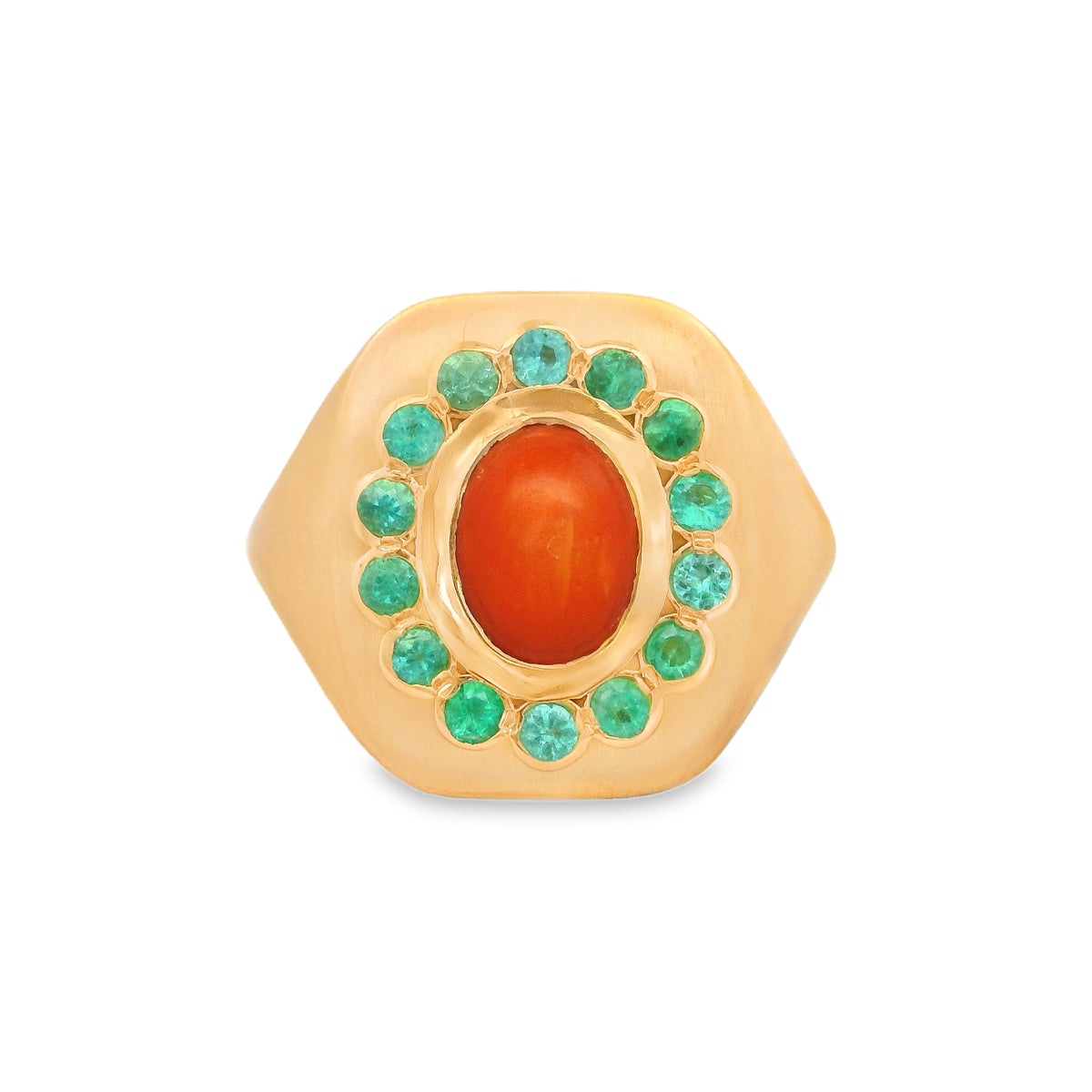 Emerald bloom signet ring
