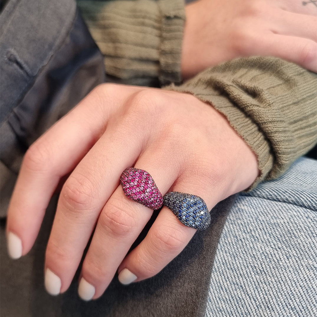 Full Pink Sapphire Pavé Pinky Ring