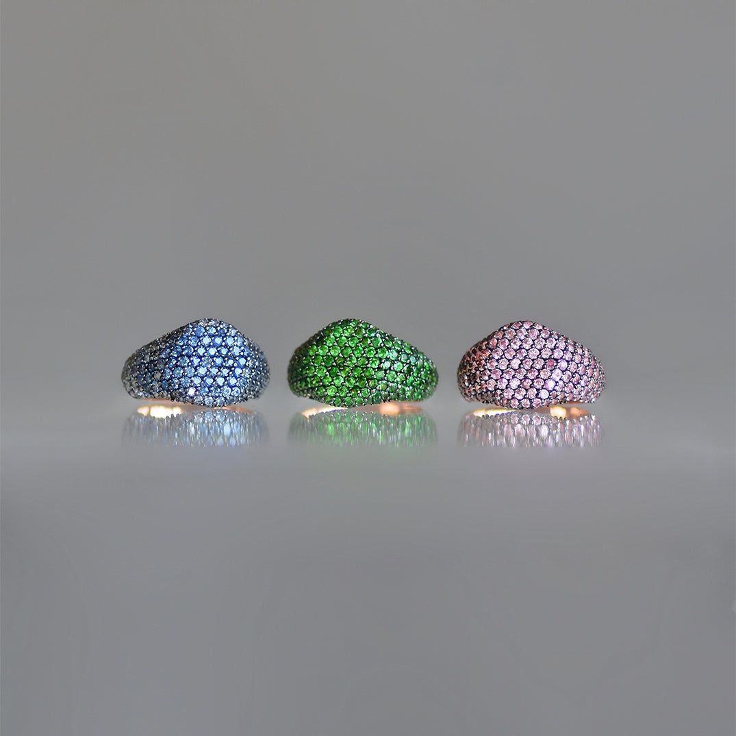 Full Pink Sapphire Pavé Pinky Ring