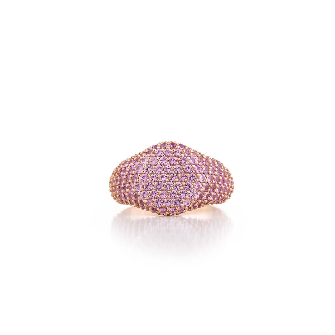 Full Pink Sapphire Pavé Pinky Ring